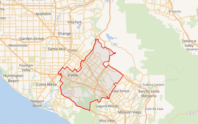Interactive map of Irvine, California