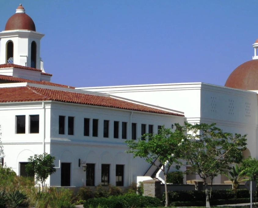 View of Laguna Hills Civic Center from the west, showcasing the city’s modern architecture and community hub.