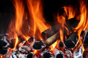Fireplace firewood ash burning