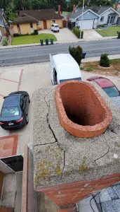 Chimney cracked crown on inspection