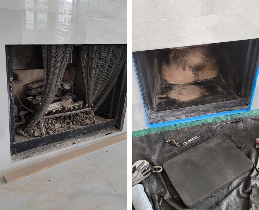 Gas Fireplace logs before