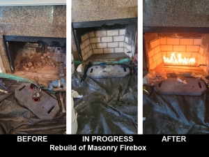 before and after masonry firebox repair