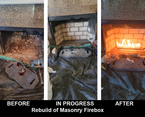 before and after masonry firebox repair